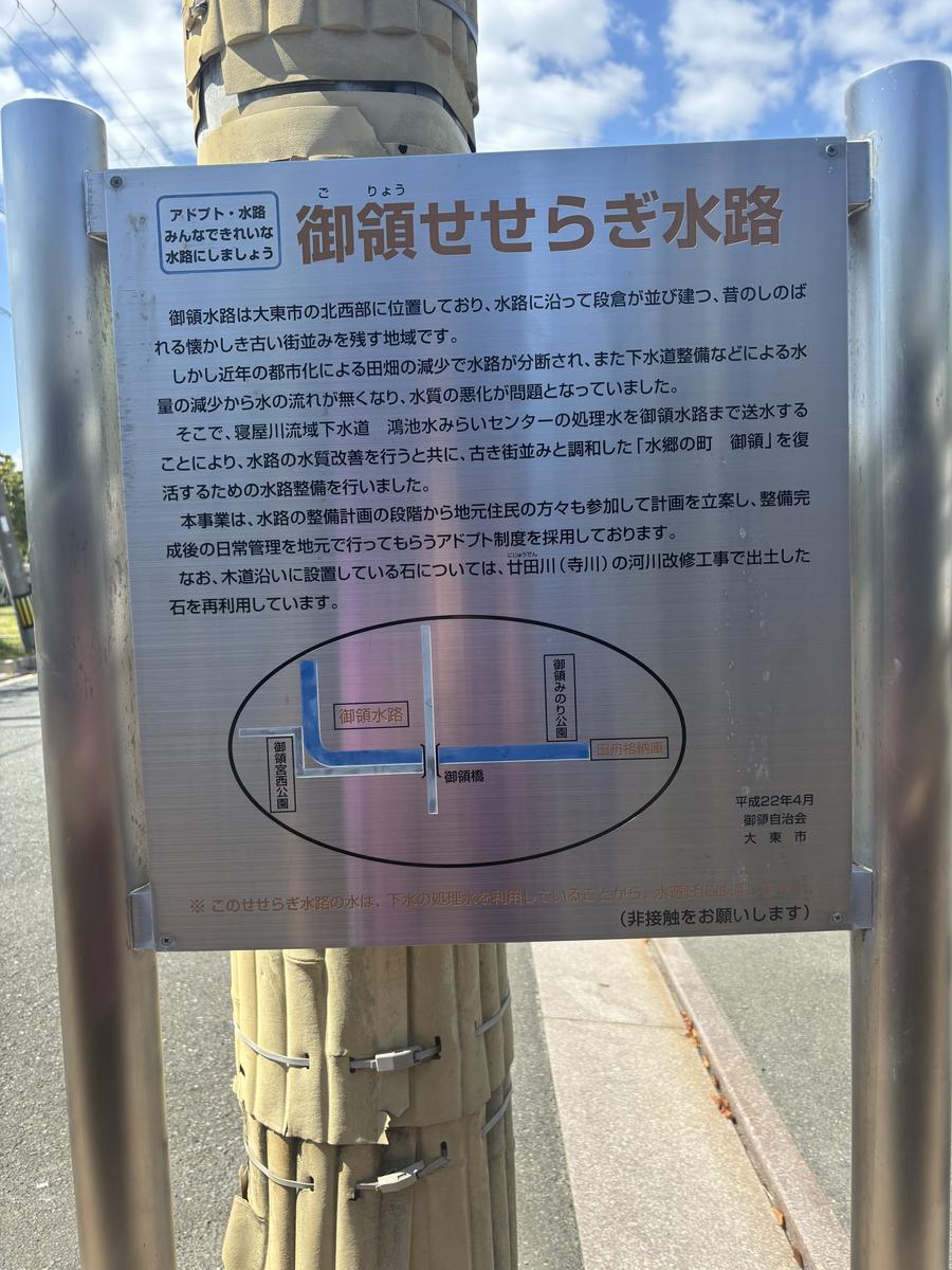 御領せせらぎ水路の説明板