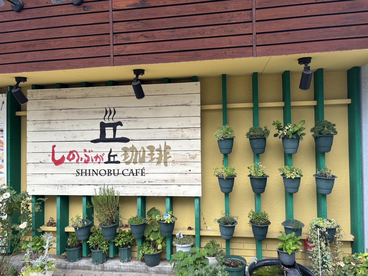 看板と壁の植木鉢
