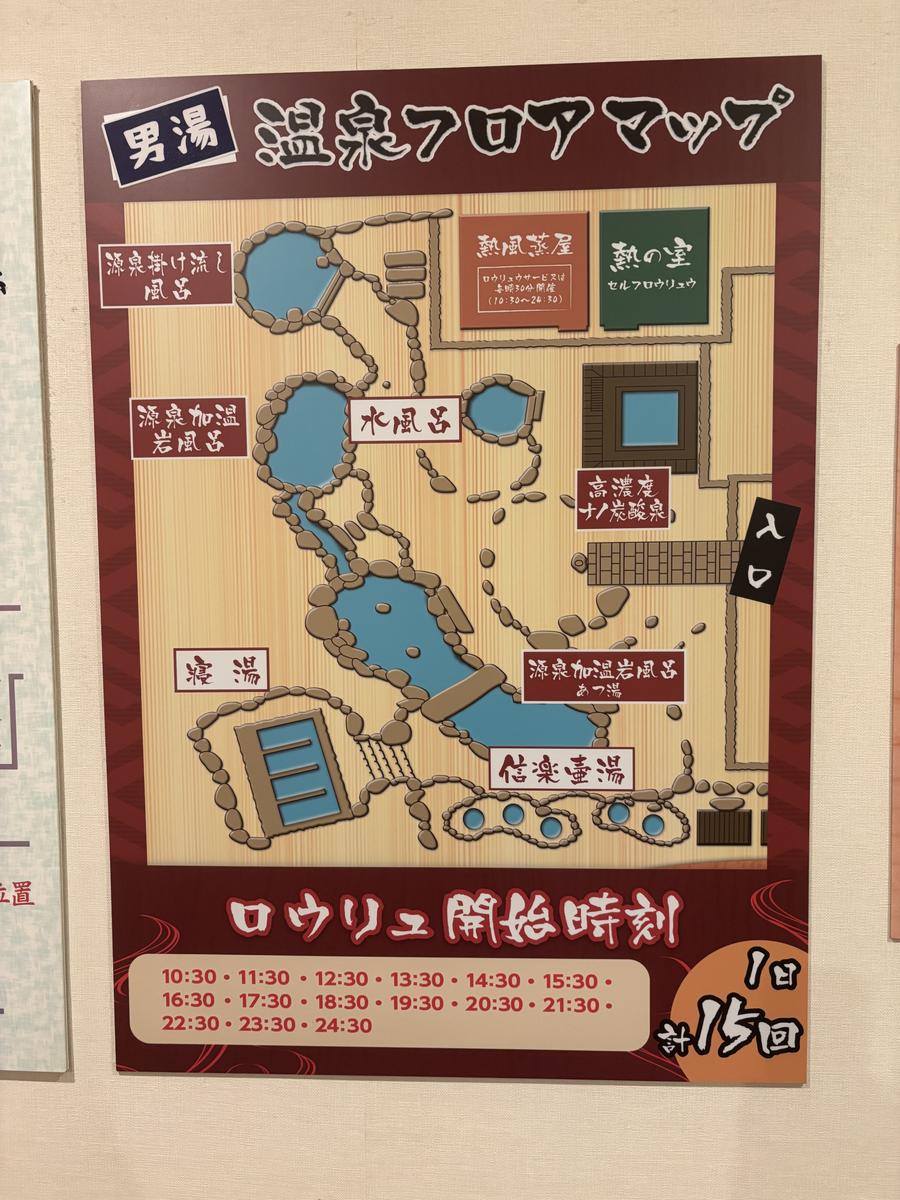 男湯の温泉フロアマップ